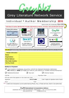 GreyNet Individual - Author Membership 2016