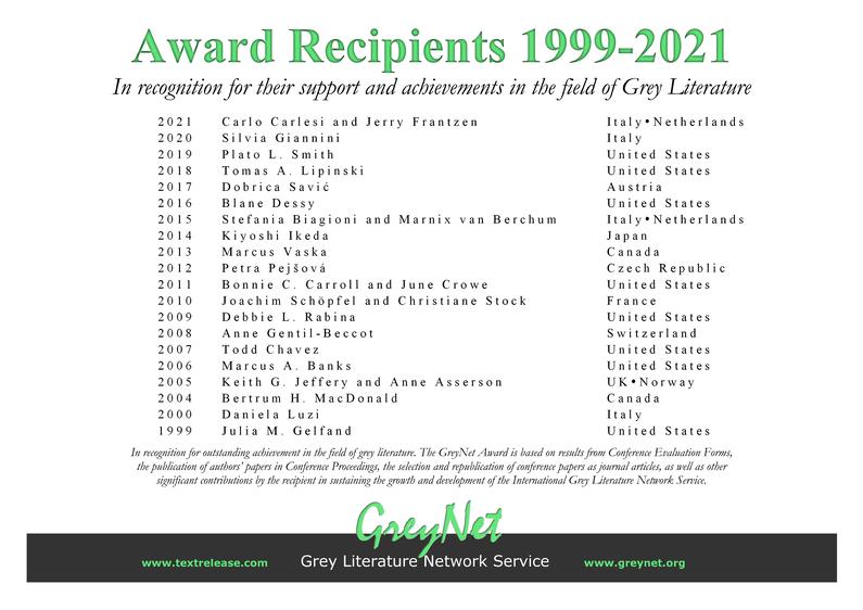 GreyNet Award Recipients