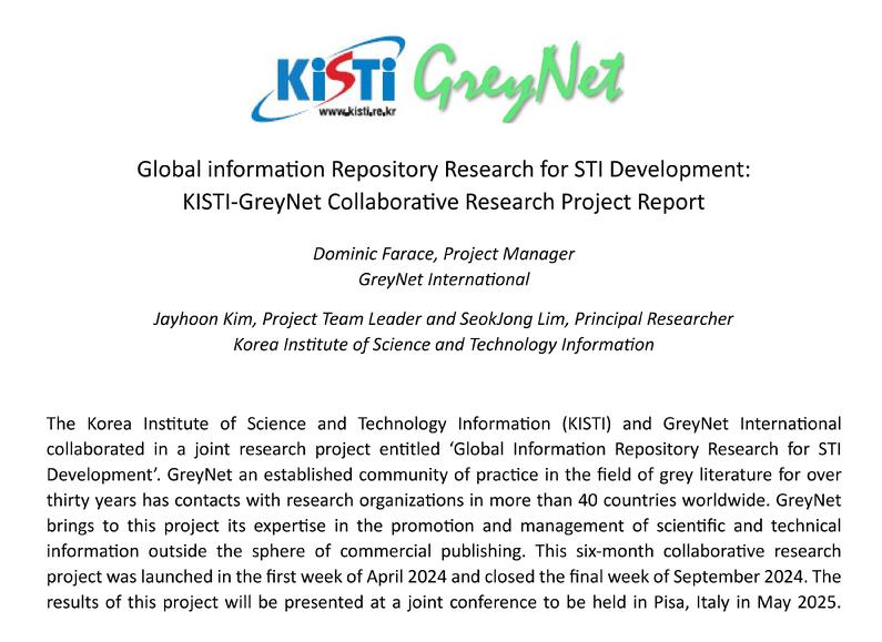 KISTI-GreyNet Joint Research Project
