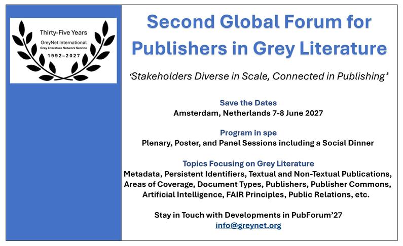 Second Global Forum for Publishers in Grey Literature