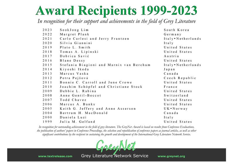 GreyNet Award Recipients