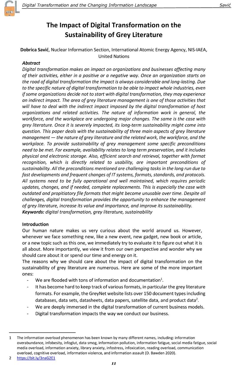 GLP, Conference Papers on Grey Literature