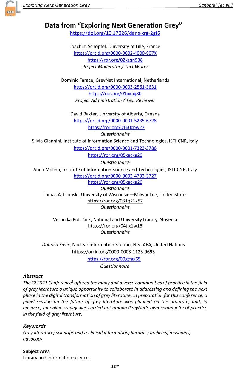 GL2021 International Conference on Grey Literature 